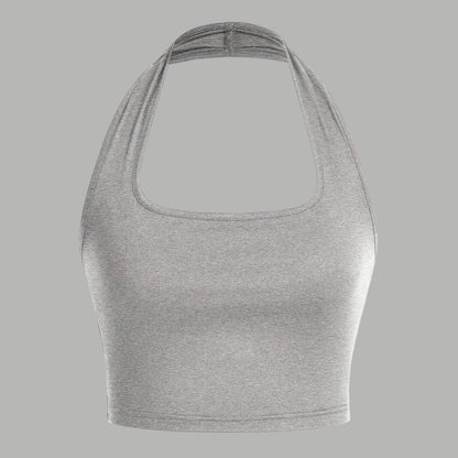 Women's Halterneck Crop Top – Backless, Summer, Casual Style