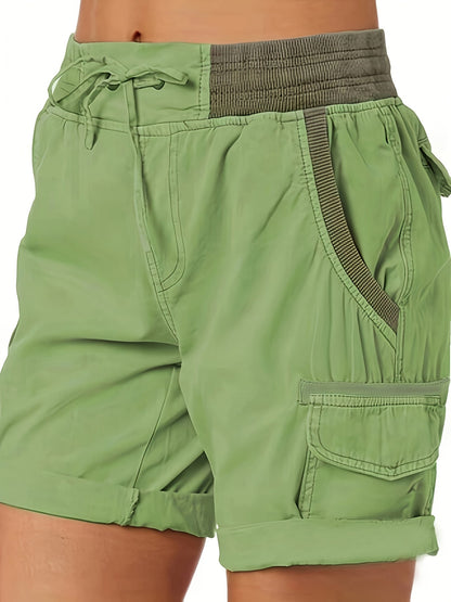 Women's Casual Shorts with Drawstring and Cargo Pockets – Comfortable Summer Bermuda Shorts