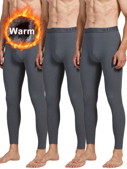 3-Pack Men’s Thermal Pants, Warm Long Underwear, Basic Men’s Leggings