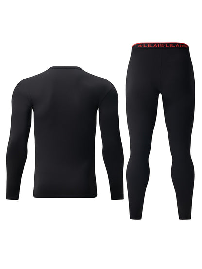 Men's thermal underwear set, long-sleeve shirt & pants, functional underwear, gray