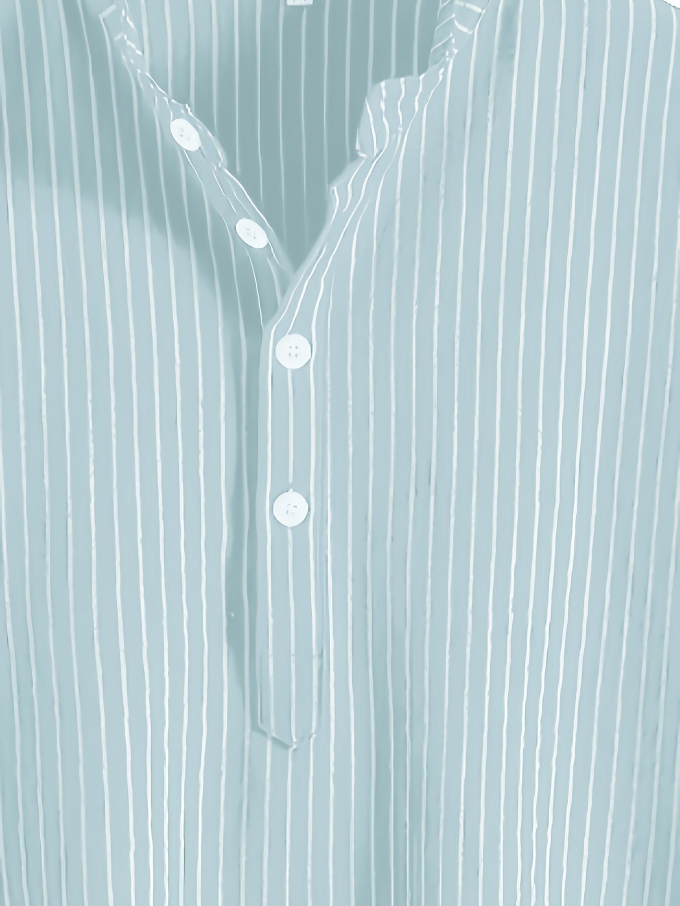 Men's Casual Short-Sleeve Shirt with Stand-Up Collar and Button Placket – Striped Regular Fit Summer Shirt