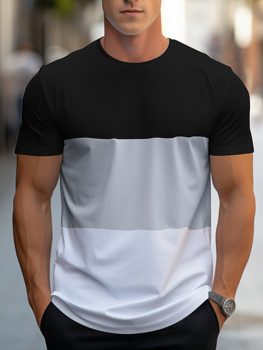 Men's Colorblock T-Shirt Casual Streetwear for Everyday and Leisure