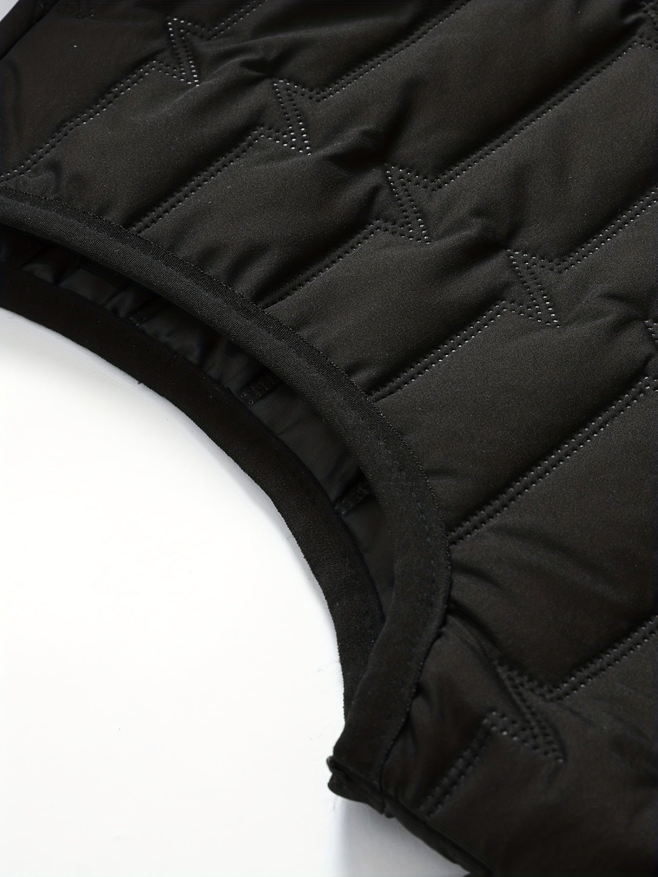 Men's black quilted vest with hood, sleeveless jacket