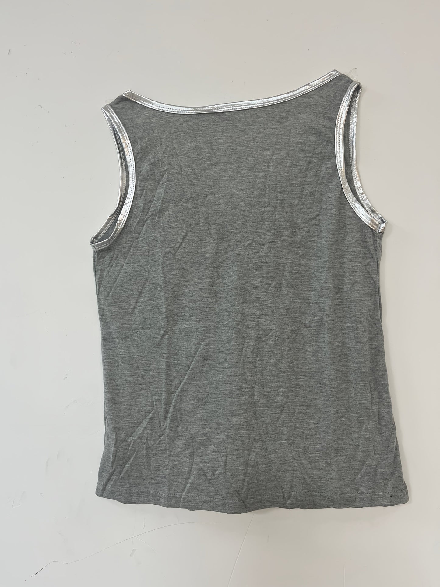 Women's tank top with metallic accent and modern relaxed fit – stylish casual top for everyday wear and going out