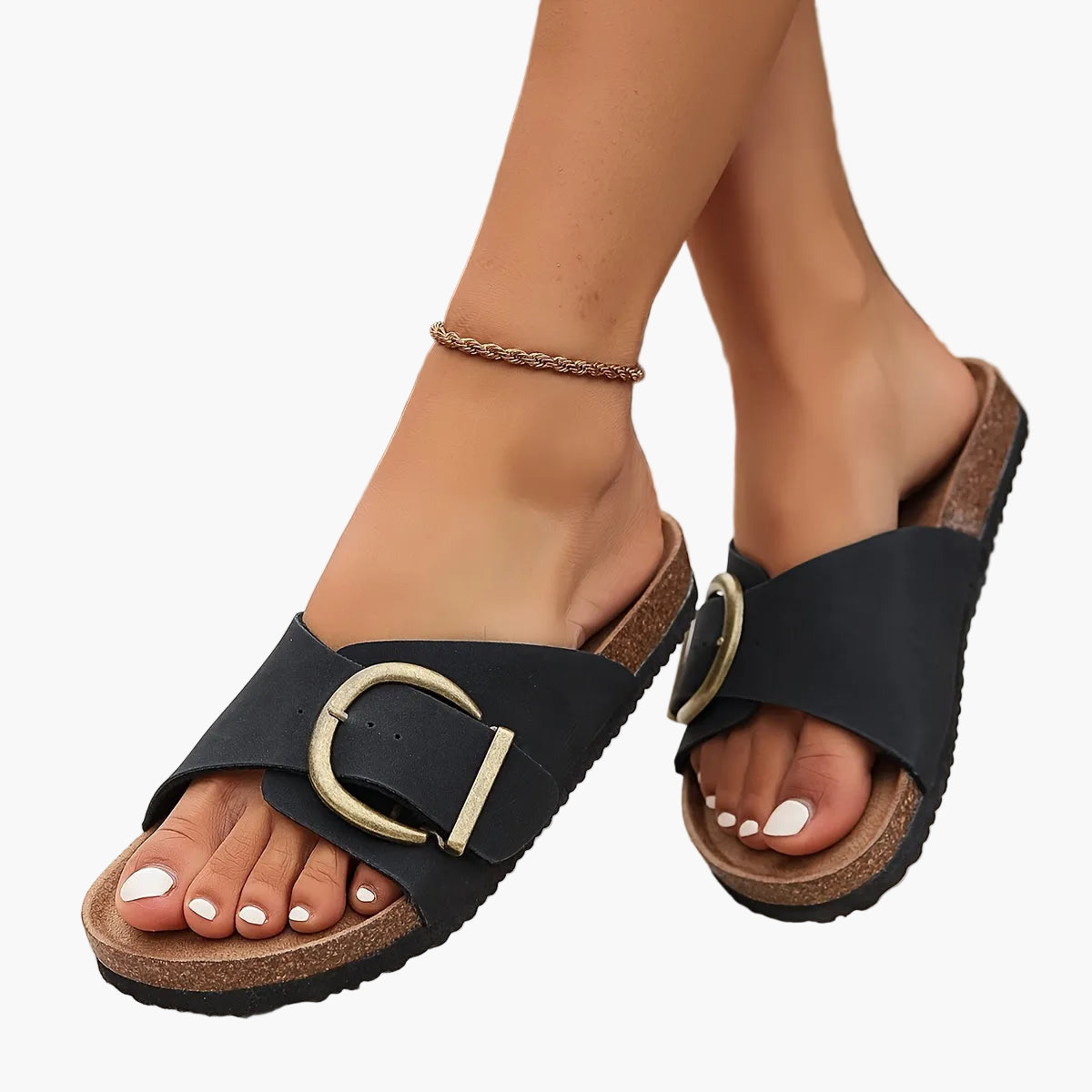 Women's Comfortable Sandals with Large Buckle – Fashionable Summer Shoes for Everyday and Leisure Use