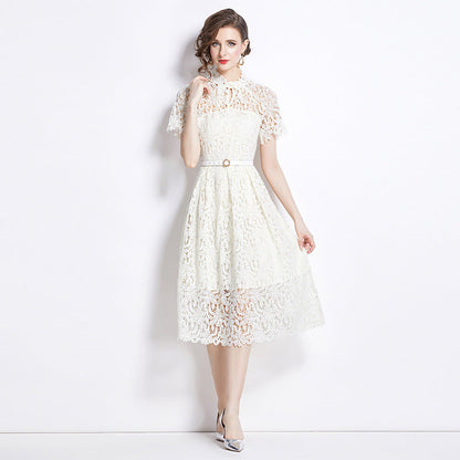 Women's Elegant Lace Dress Midi Festive Fit & Flare Cocktail Wedding