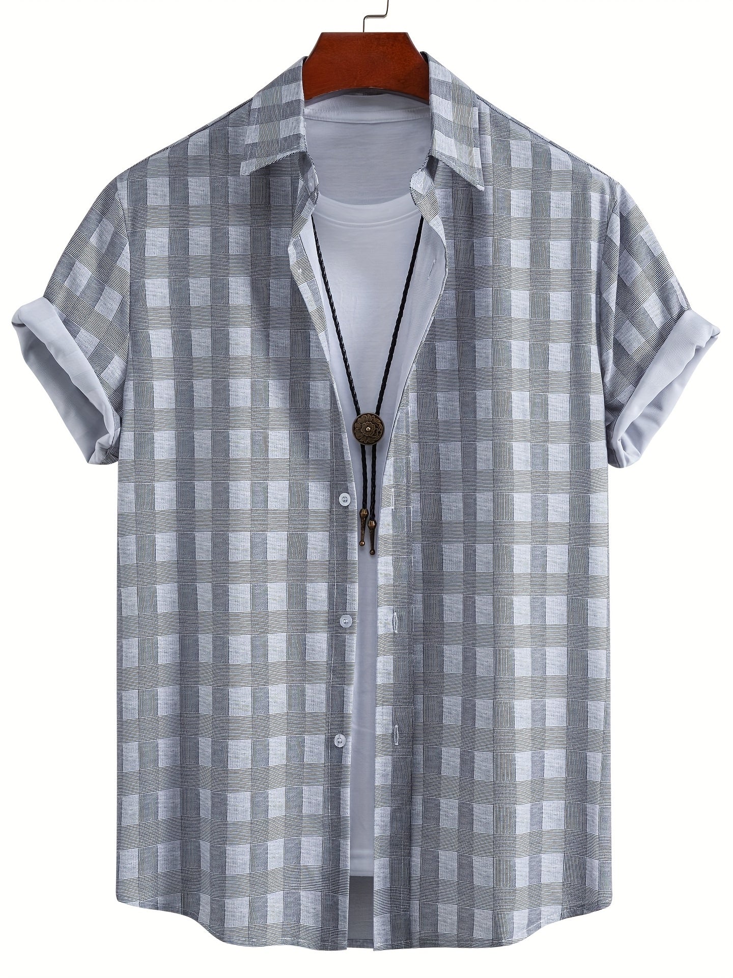 Men's Short-Sleeve Casual Shirt with Shell Motif – Modern Resort Shirt for Beach & Vacation