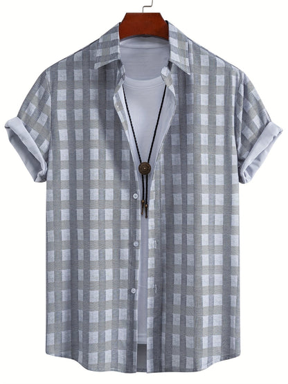 Men's Short-Sleeve Casual Shirt with Shell Motif – Modern Resort Shirt for Beach & Vacation