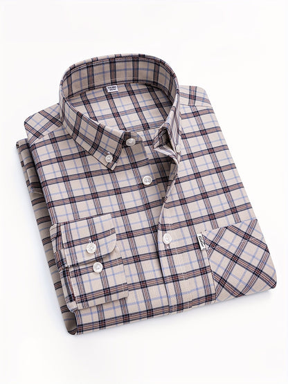 Men's Casual Shirt Checked – Modern Long-Sleeve Shirt for Everyday & Office
