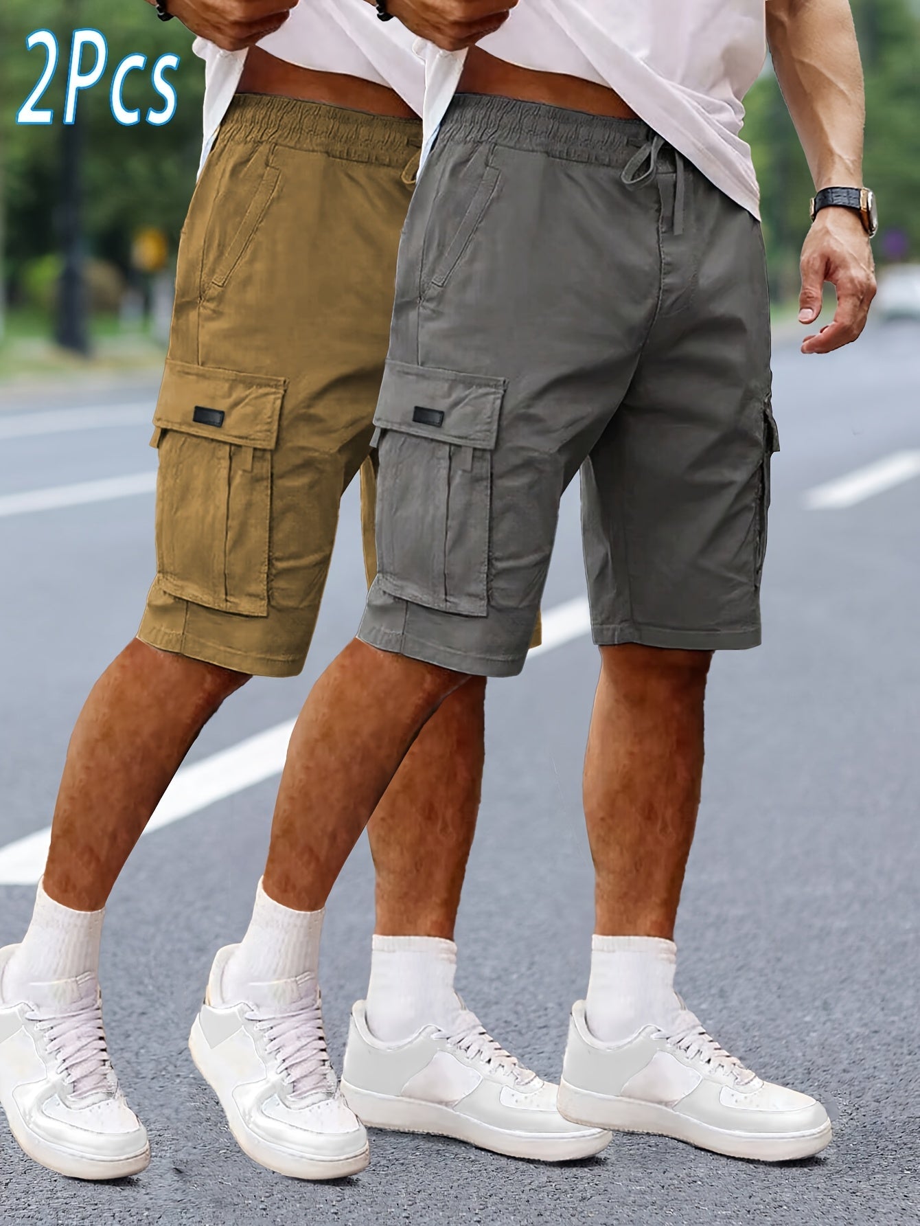 Men's Cargo Shorts 2-Pack – Casual Outdoor and Leisure Bermudas with Pockets