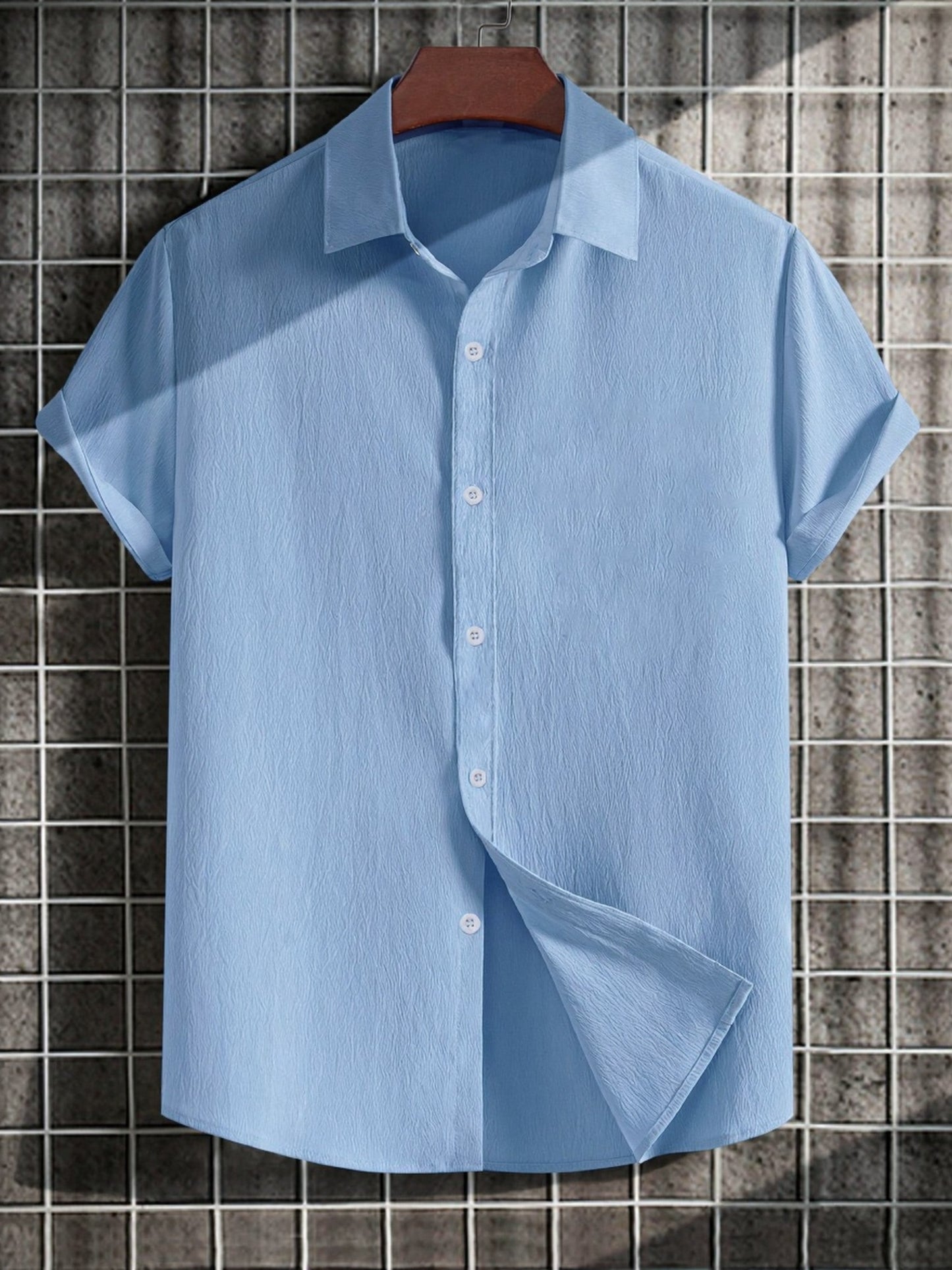 Men's Short-Sleeve Casual Shirt with Button Placket – Stylish Summer Shirt for Everyday & Weekend
