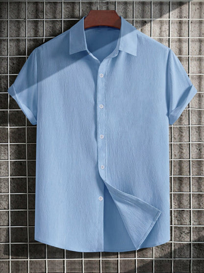 Men's Short-Sleeve Casual Shirt with Button Placket – Stylish Summer Shirt for Everyday & Weekend