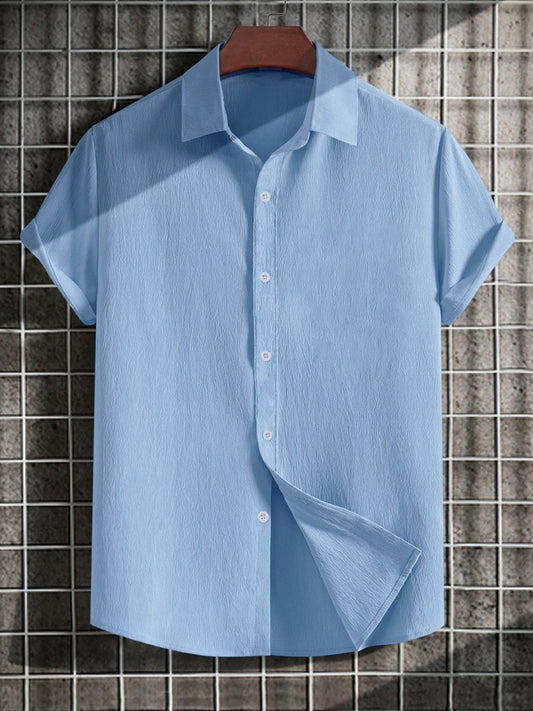 Men's Short-Sleeve Casual Shirt with Button Placket – Stylish Summer Shirt for Everyday & Weekend