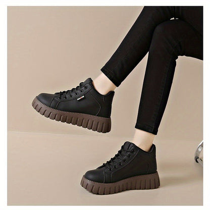 Women’s black lace-up ankle boots with chunky soles