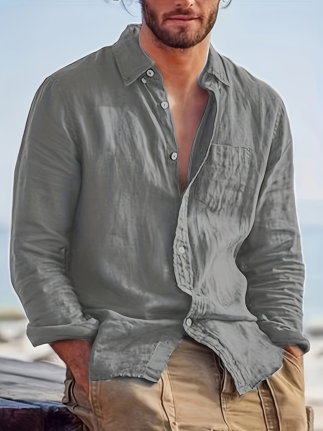 Men's casual shirt with button placket and modern cut for everyday wear and going out