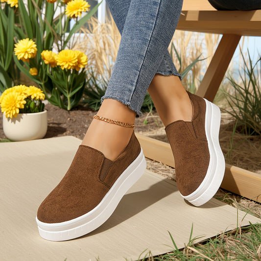Women's Slip-On Platform Sneakers in Penny Loafer Style for Spring – Comfortable and Elegant Casual Shoes