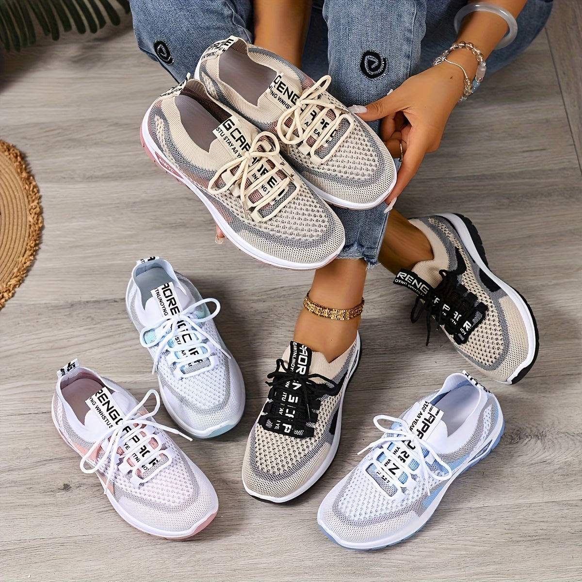 Damen Sneaker Freizeit Sportliche Laufschuhe Atmungsaktiv Komfortabel
