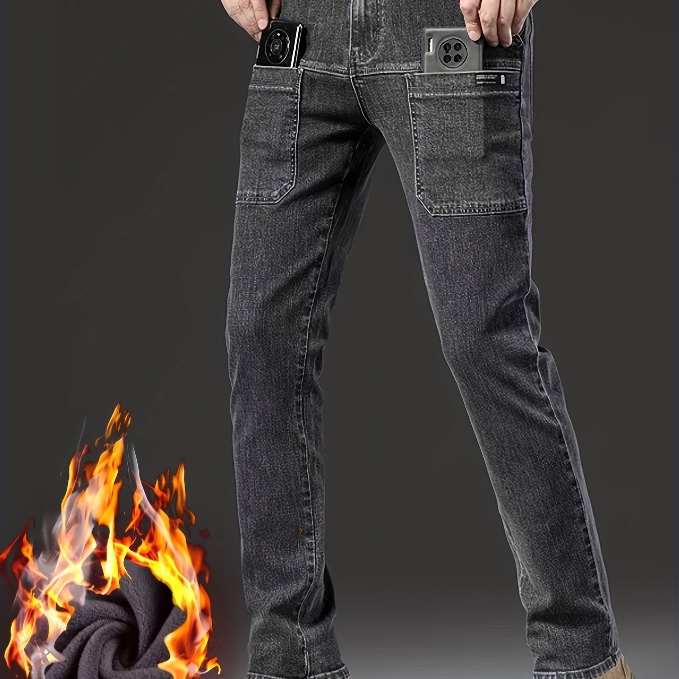 Herren Thermojeans mit Fleecelining und aufgesetzten Taschen