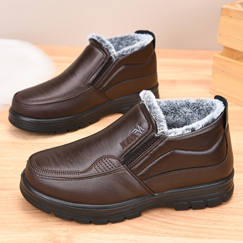 Men's winter loafers, lined warm casual slip-on shoes