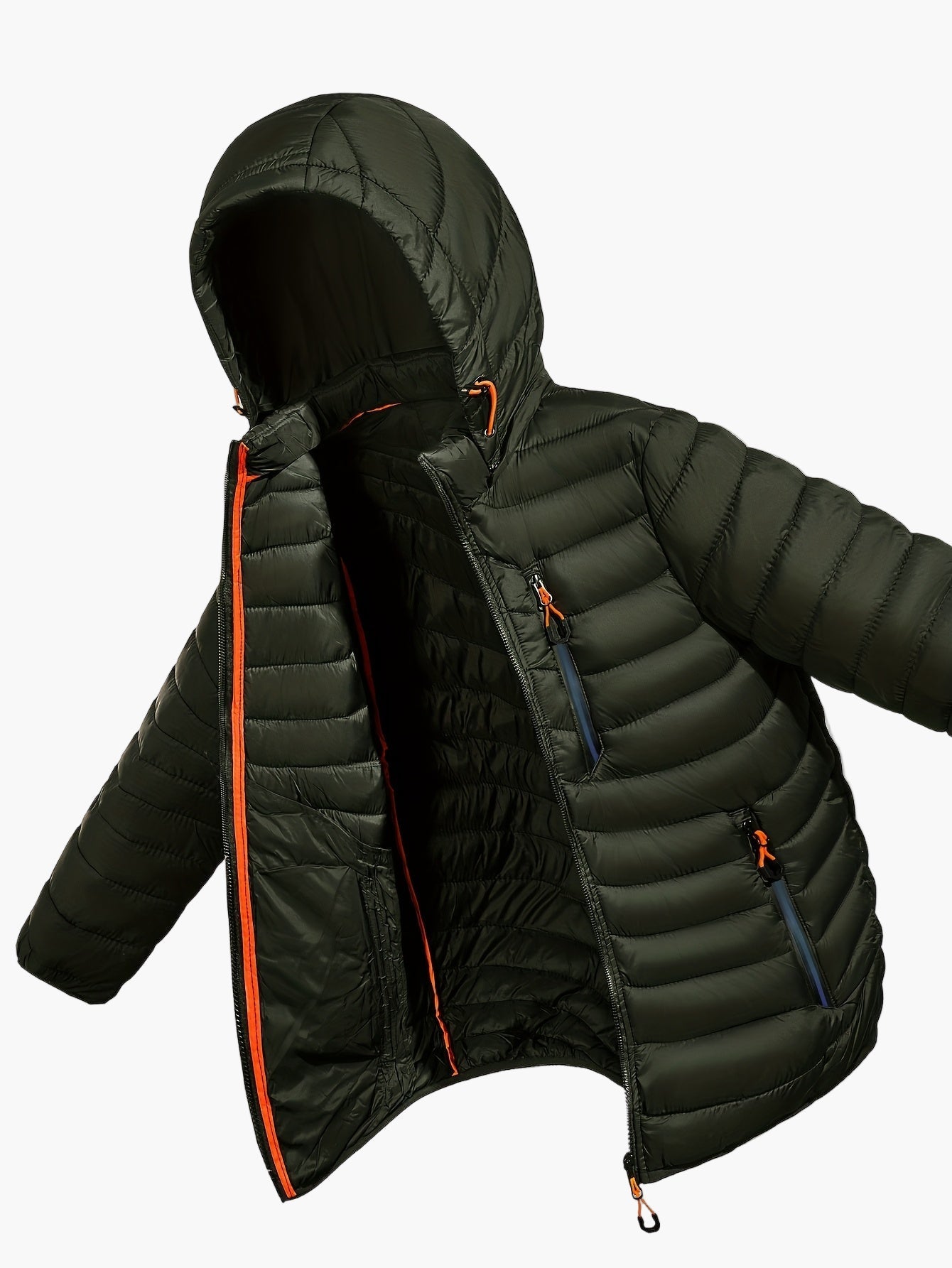 Men's Quilted Jacket with Hood – Lightweight Outdoor Transitional Jacket, Casual Style