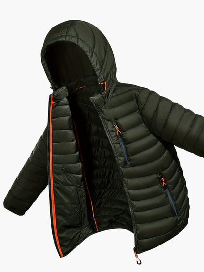 Men's Quilted Jacket with Hood – Lightweight Outdoor Transitional Jacket, Casual Style