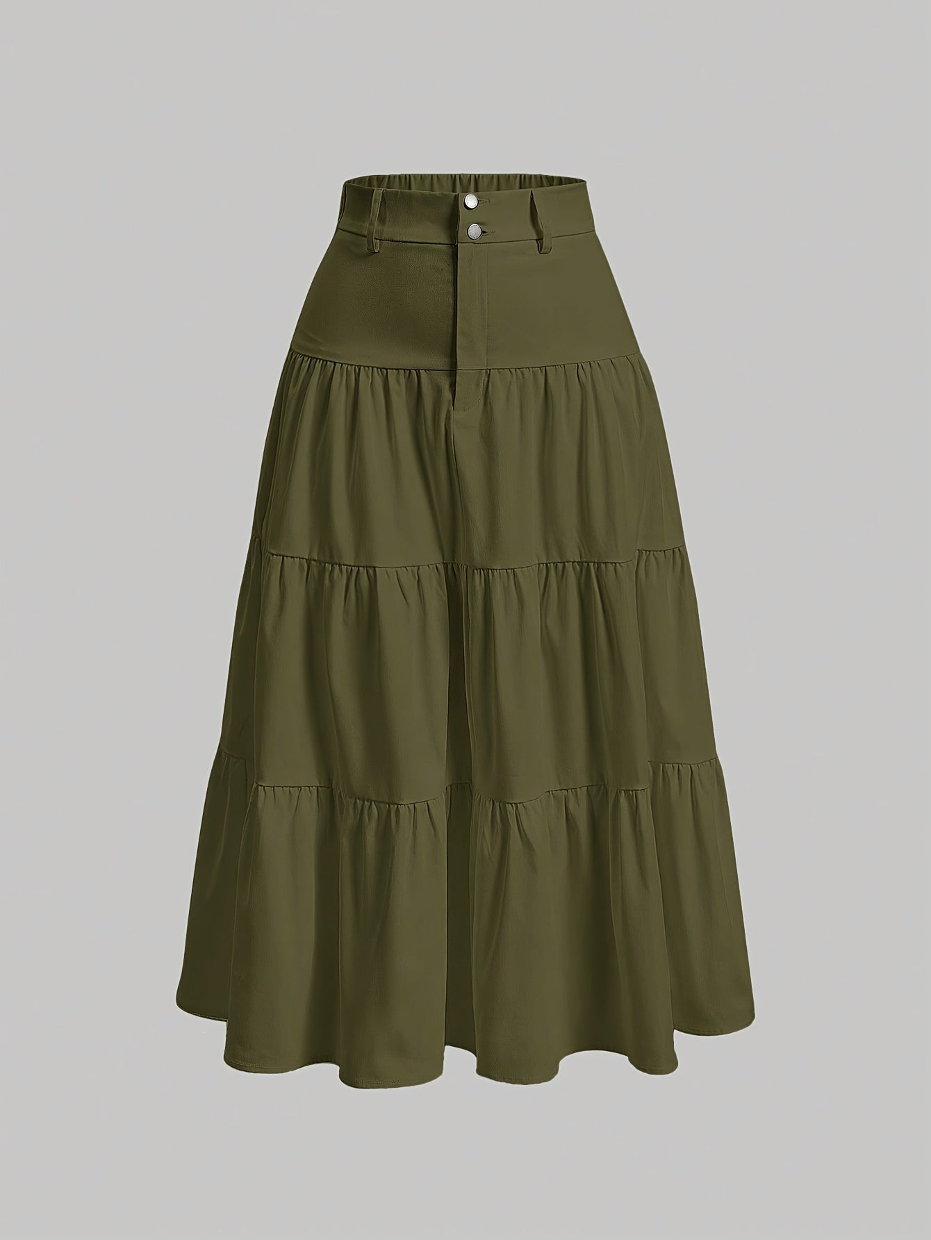 Damen Eleganter Stufenrock mit Hoher Taille für Alltag und Büro