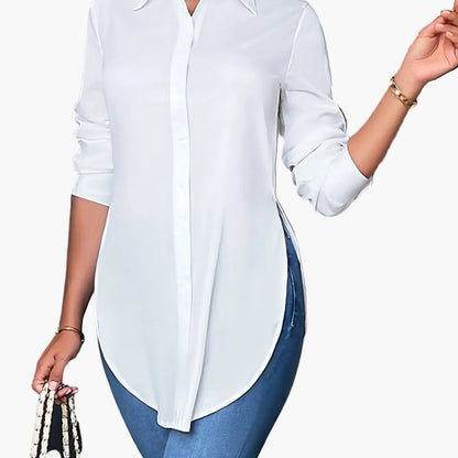 Women's Long-Sleeve Blouse Elegant Business Casual Shirt Tunic
