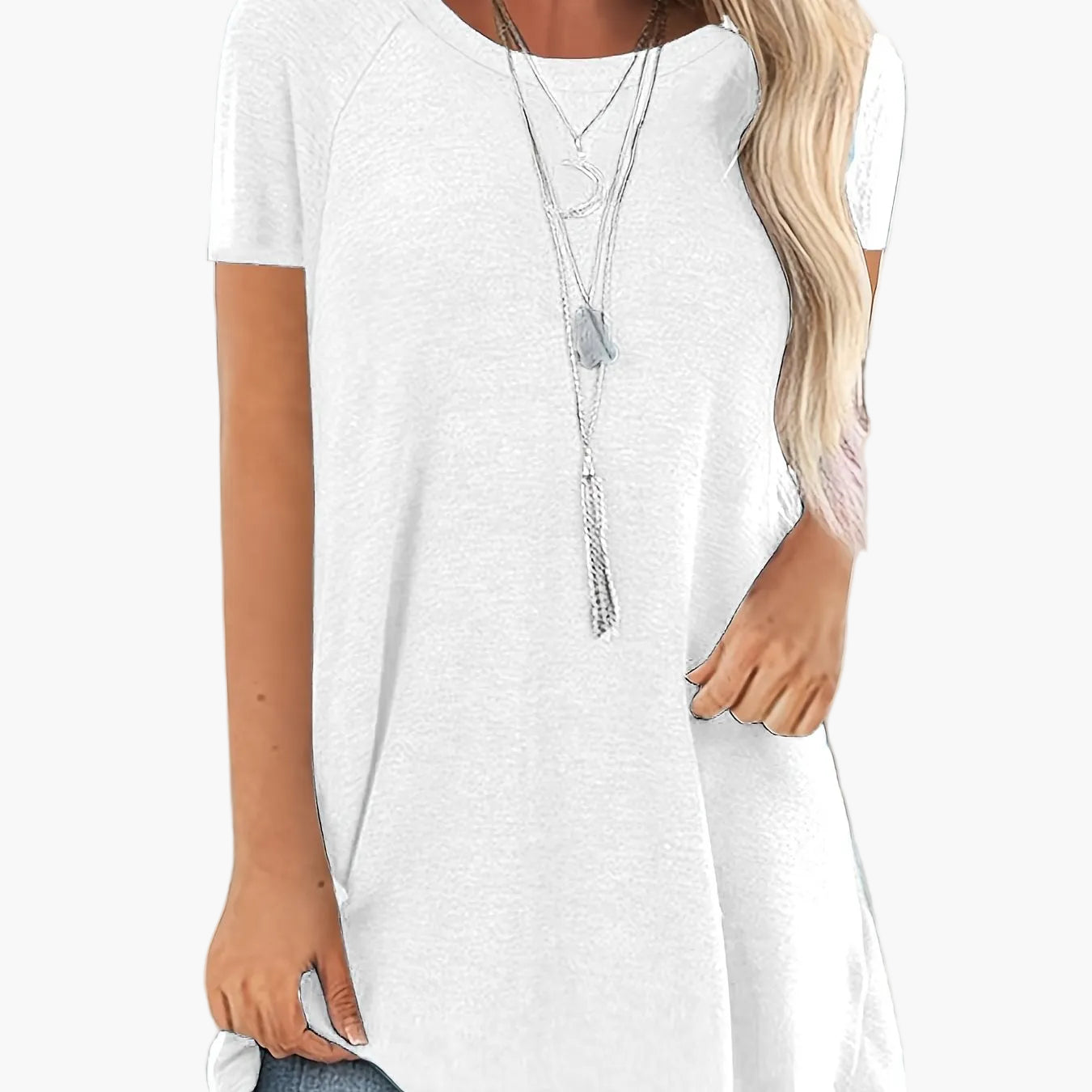Women's Tunic Shirt Short Sleeve Loose Fit Casual Everyday