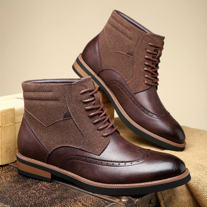 Men's ankle boots, brogues, lace-up boots, two-tone, business and casual