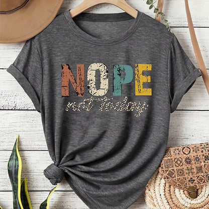 Women's T-Shirt with Saying NOPE Not Today – Funny Casual Shirt, Loose Fit, Trendy Statement Design
