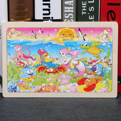 Children's Wooden Puzzle Set – Colorful Educational Toys in Storage Metal Box, from 3 Years, Unisex