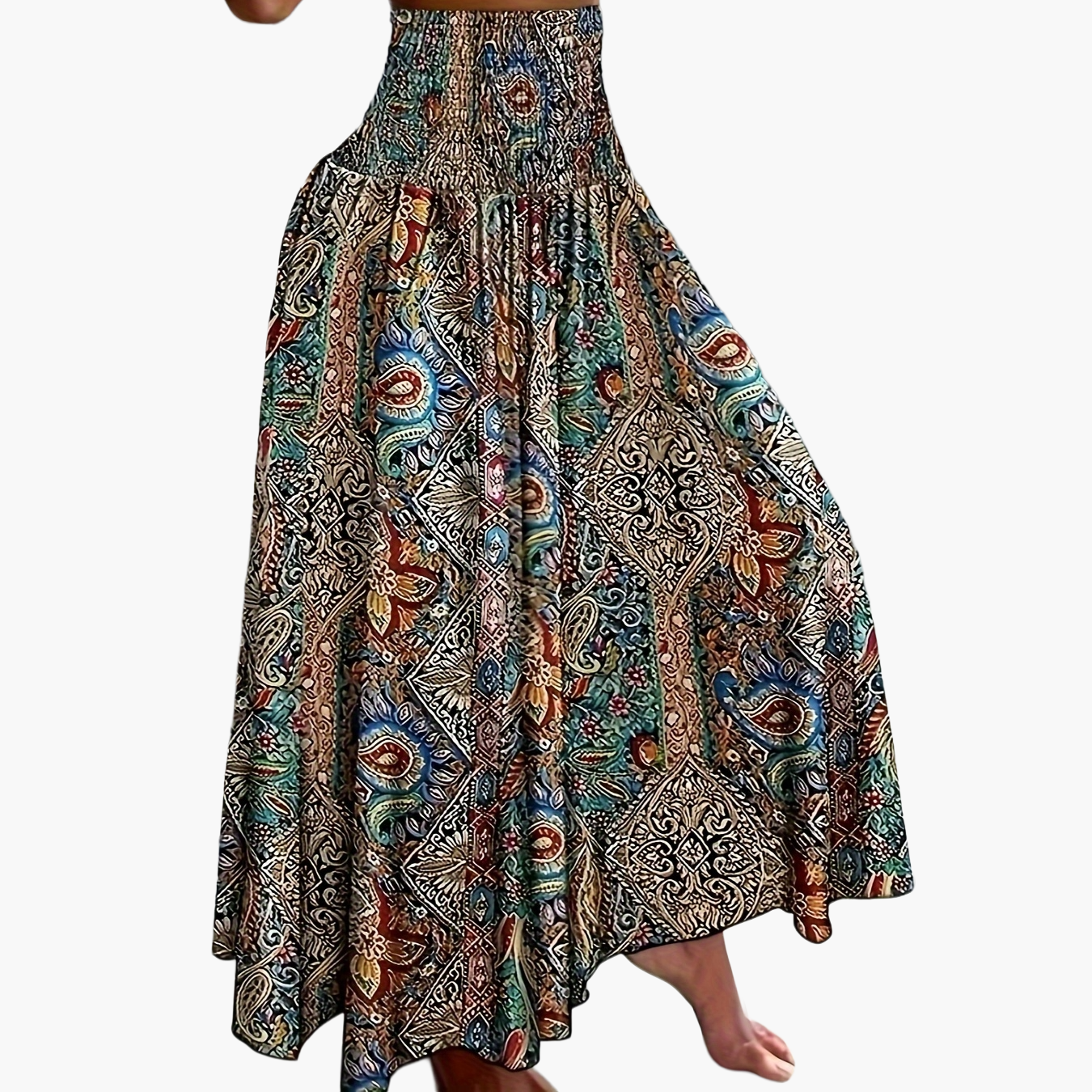 Women's maxi skirt with tropical floral pattern – Elegant summer skirt for leisure and vacation