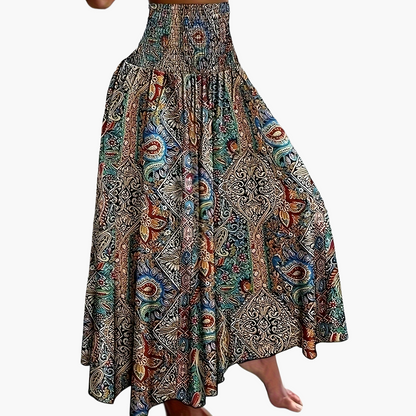 Women's maxi skirt with tropical floral pattern – Elegant summer skirt for leisure and vacation