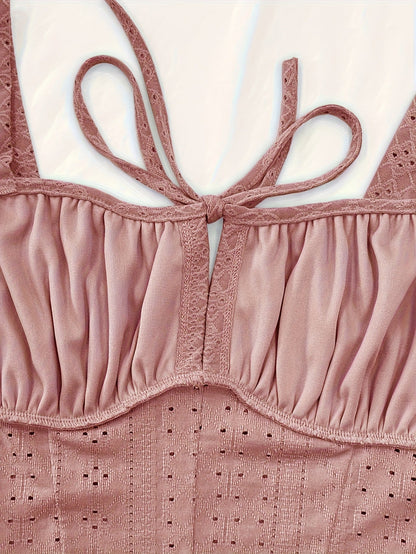 Women's Bustier Top with Broderie Anglaise and Lacing – Fashionable Summer Corset for Casual Wear and Parties