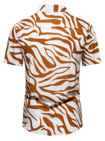 Herren Kurzarm Resort Hemd mit Zebra Muster – Modisches Statement für Freizeit und Urlaub