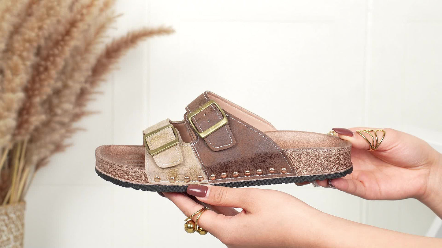 Women's Comfortable Vintage Sandals with Buckles – Open Toe, Casual & Everyday