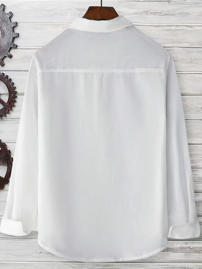 Men's Casual Shirt with Button Placket – Stylish Long-Sleeve Shirt for Beach and Everyday Wear