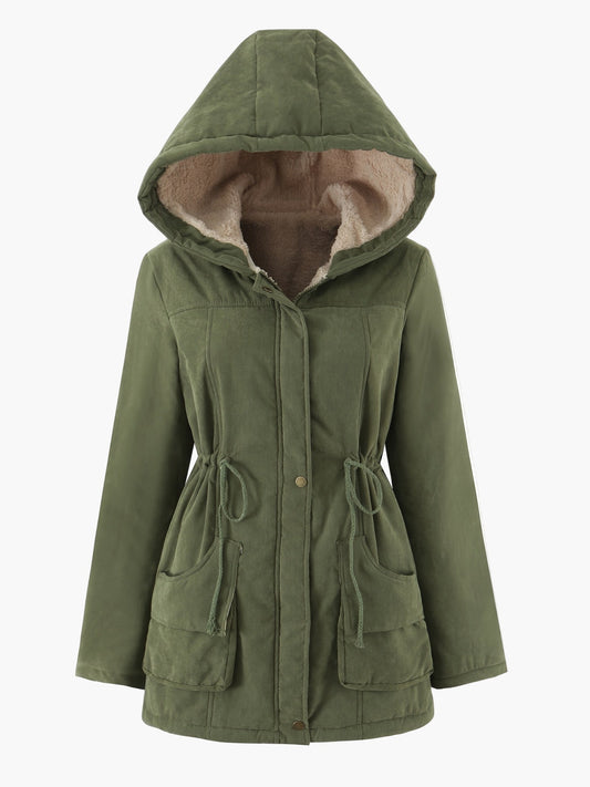 Damen Winter Parka mit Kapuze und Kordelzug – Warme Freizeitjacke für Alltag und Outdoor