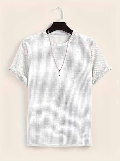 Men's short-sleeve T-shirt with modern mesh design and casual style
