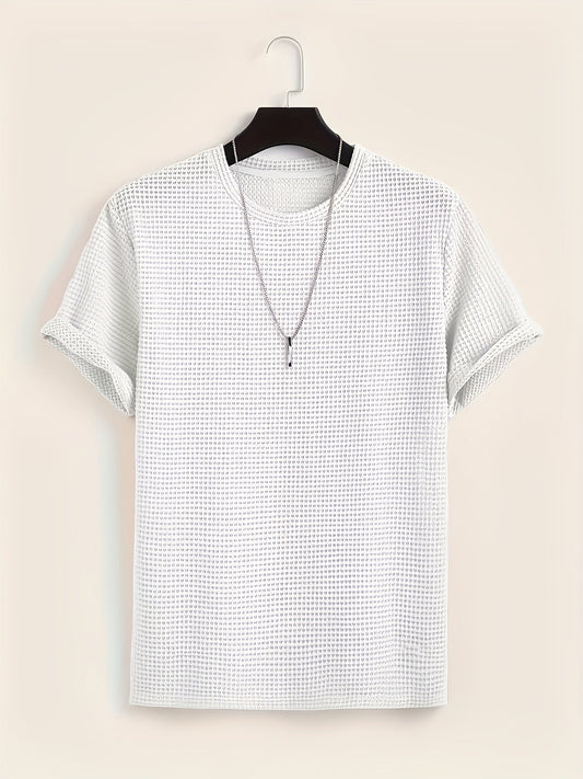 Men's short-sleeve T-shirt with modern mesh design and casual style