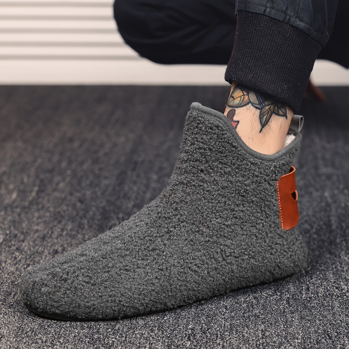 Unisex Teddy Fleece Slipper Ankle Boots, Soft, Warm Faux-Fur Look