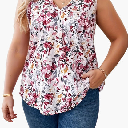 Women's Summer Top Elegant with Floral Pattern and V-Neck – Casual & Everyday