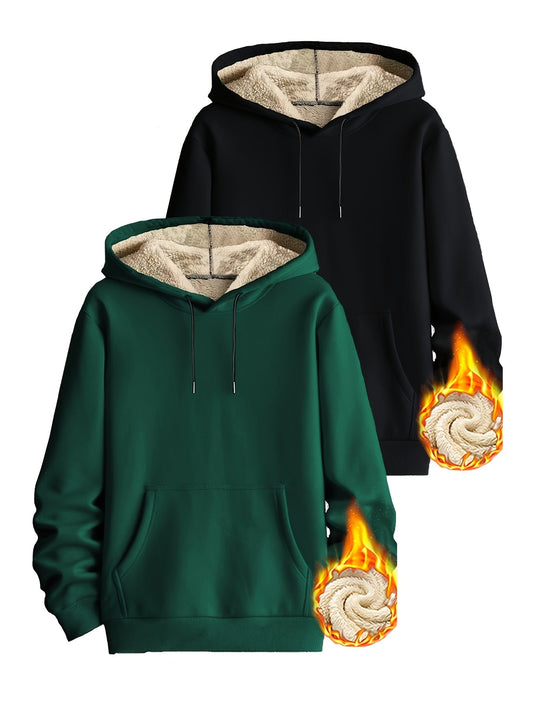 Hoodie set, 2-pack, with teddy lining; lined, warm hooded sweatshirt