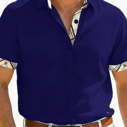 Men's Short-Sleeve Casual Shirt with Contrast Elements – Summer Shirt for Beach and Everyday Wear