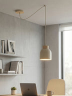 Hanglamp gepoedercoat staal en multiplex Kru, Scandinavisch, beige, spider-ophanging, 1 x E27
