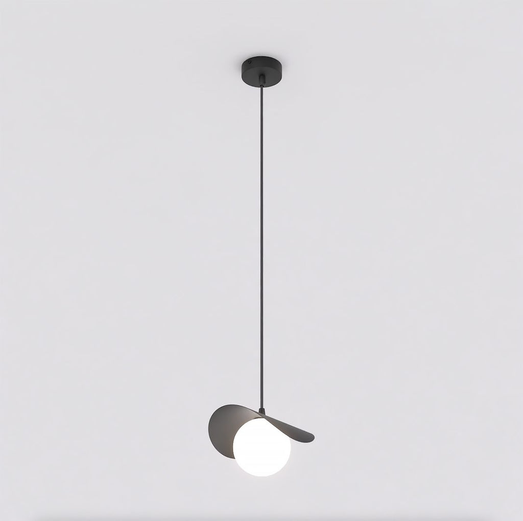 Hanglamp gepoedercoat staal modern zwart met witte bol, verstelbare hoogte, G9-fitting, 20 x 20 cm