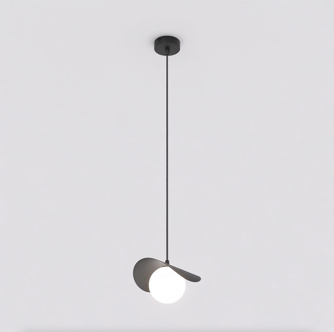 Hanglamp gepoedercoat staal modern zwart met witte bol, verstelbare hoogte, G9-fitting, 20 x 20 cm