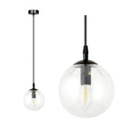 Hanglamp gepoedercoat staal en glas Cosmo, zwart met transparante glazen kap Ø 14 cm, verstelbaar