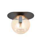 Plafondlamp Plaza gepoedercoat staal en glas, modern, zwart met amberkleurig glas Ø 14 cm, 1 x E14