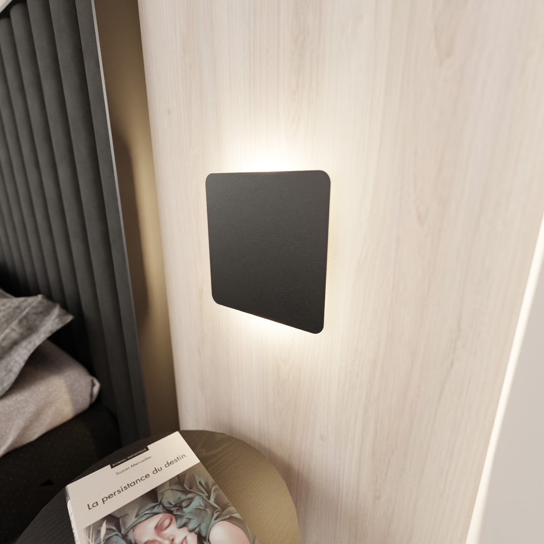 Wandlamp gepoedercoat staal minimalistisch Vorm mat zwart 26 x 26 cm, voor trap, gang en entree
